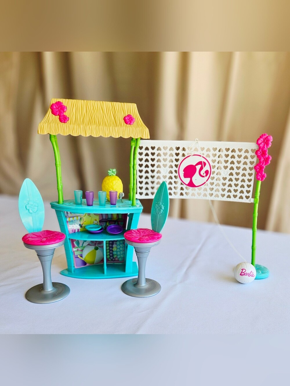 Barbie Beach Bar Tiki Snack Shack Furniture Set – Surf Theme Accessories Lot 🌺